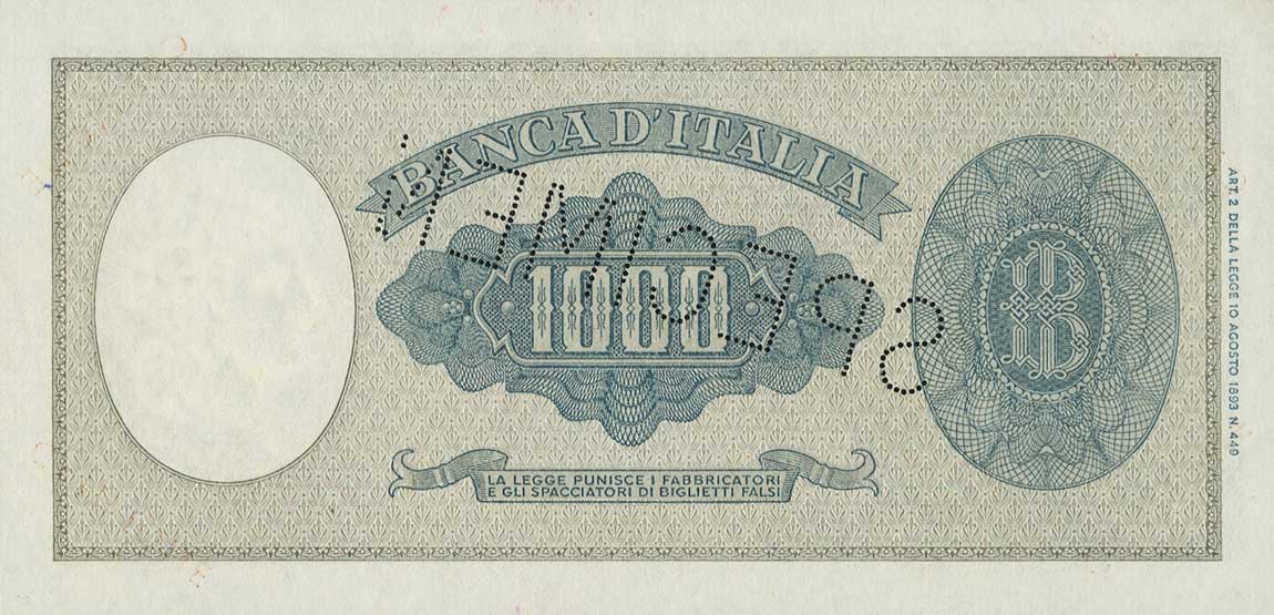 Back of Italy p82s: 1000 Lire from 1947