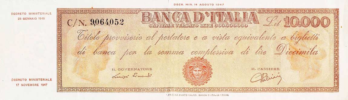 Front of Italy p87a: 10000 Lire from 1947