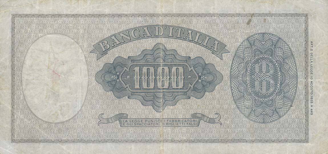 Back of Italy p88d: 1000 Lire from 1961