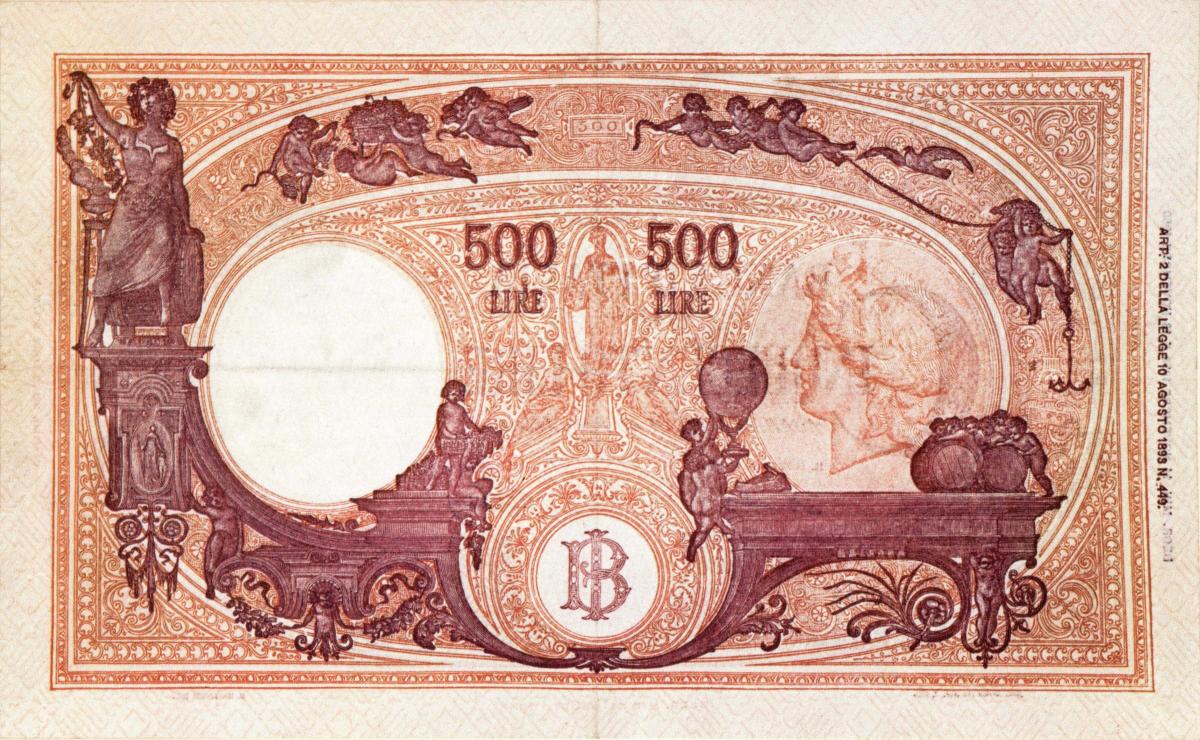 Back of Italy p90: 500 Lire from 1950