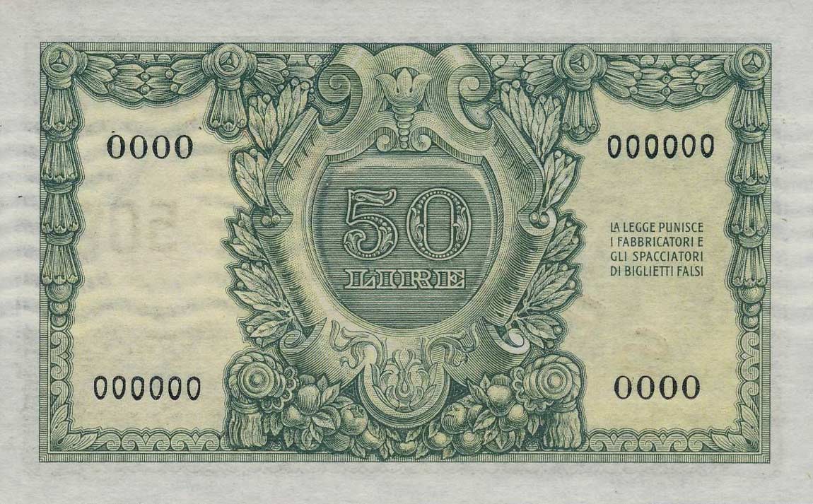 Back of Italy p91s: 50 Lire from 1951
