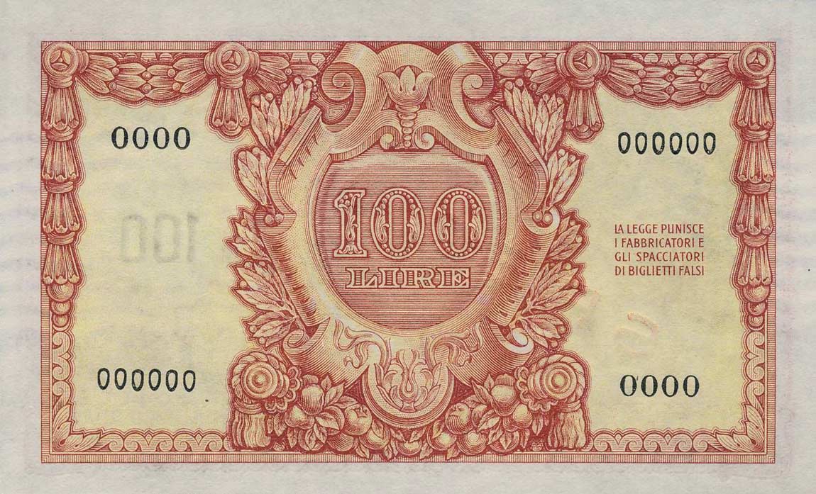 Back of Italy p92s: 100 Lire from 1951