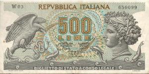 Gallery image for Italy p93a: 500 Lire from 1966