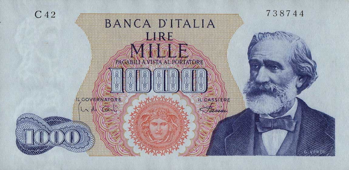 Front of Italy p96e: 1000 Lire from 1968