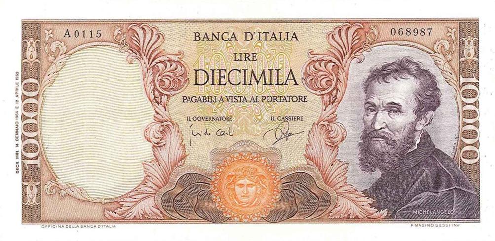 Front of Italy p97a: 10000 Lire from 1962