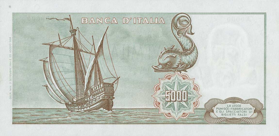 Back of Italy p98s: 5000 Lire from 1964