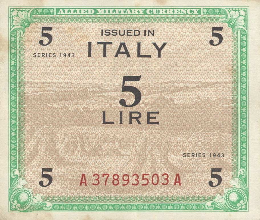 Front of Italy pM12a: 5 Lire from 1943