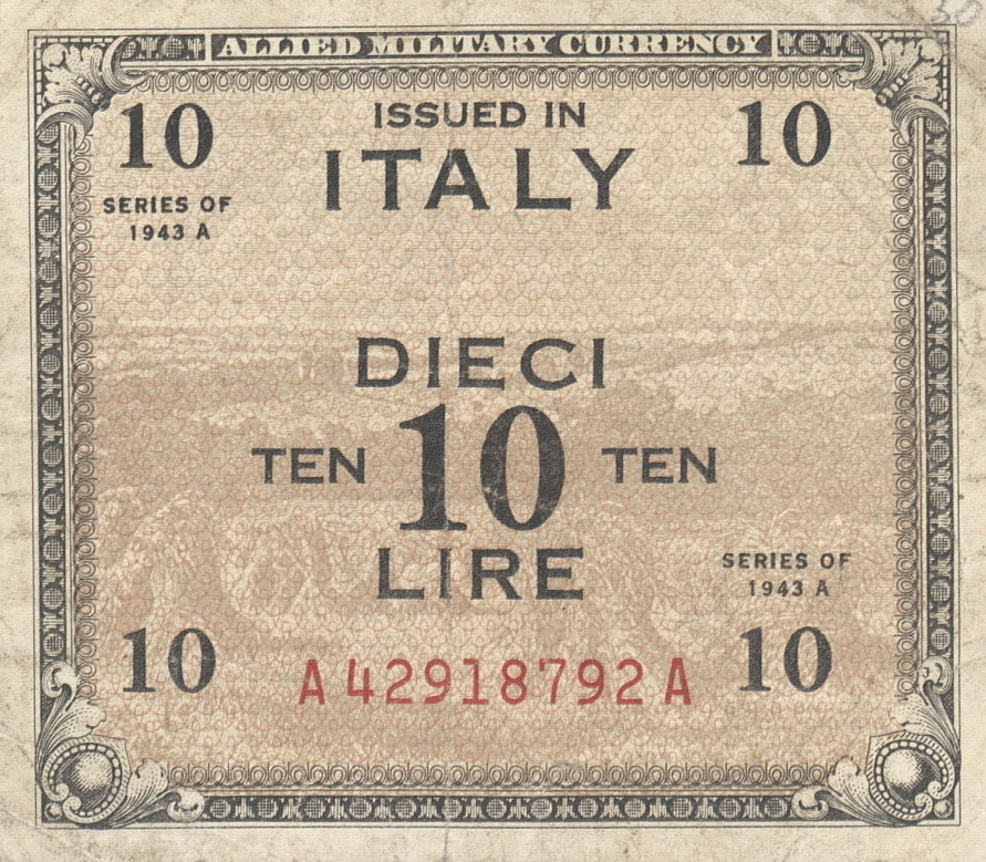 Front of Italy pM13a: 10 Lire from 1943