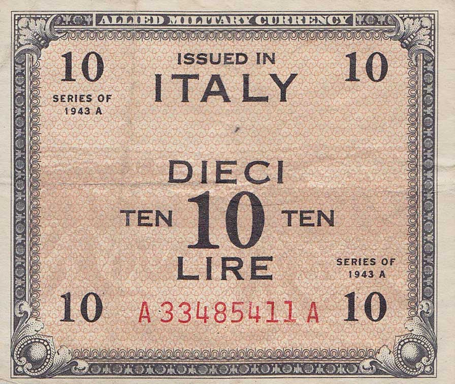 Front of Italy pM13b: 10 Lire from 1943