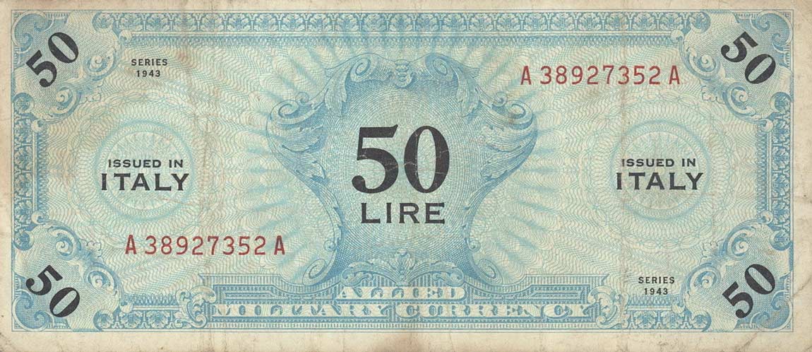 Front of Italy pM14a: 50 Lire from 1943