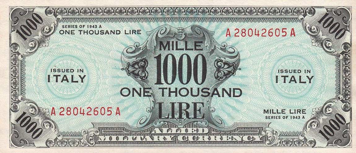 Front of Italy pM17b: 1000 Lire from 1943