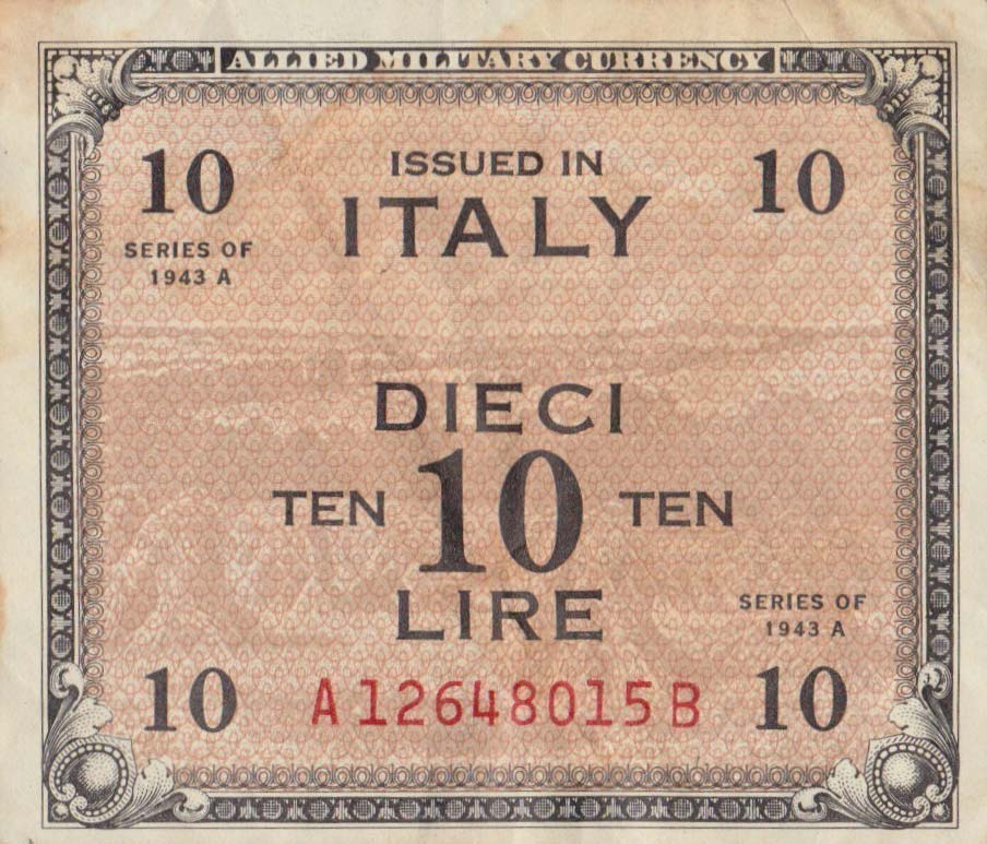 Front of Italy pM19b: 10 Lire from 1943