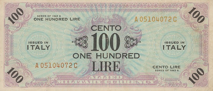 Front of Italy pM21c: 100 Lire from 1943