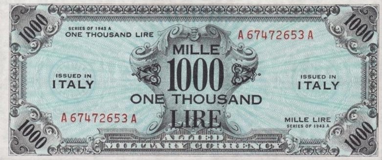 Front of Italy pM23a: 1000 Lire from 1943