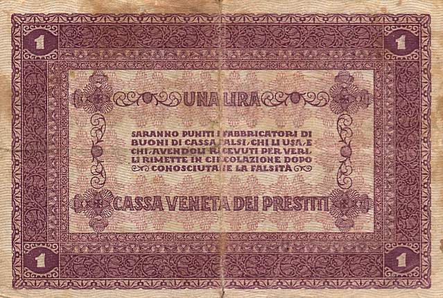 Back of Italy pM4: 1 Lira from 1918