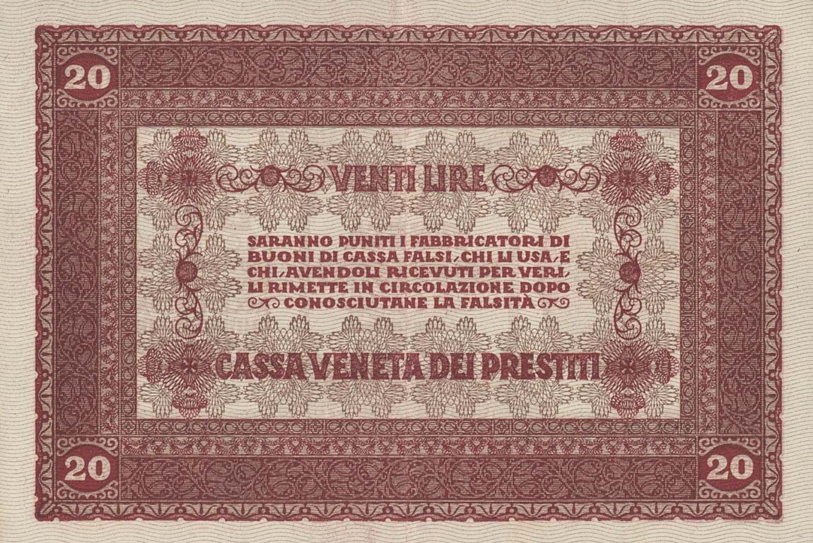 Back of Italy pM7: 20 Lire from 1918