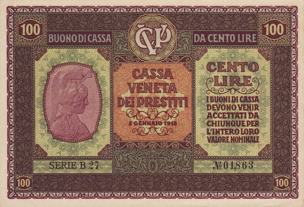 Front of Italy pM8: 100 Lire from 1918