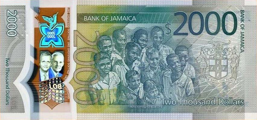 Back of Jamaica p100: 2000 Dollars from 2022