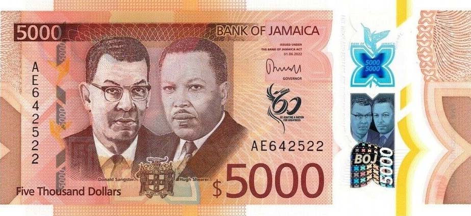 Front of Jamaica p101: 5000 Dollars from 2022