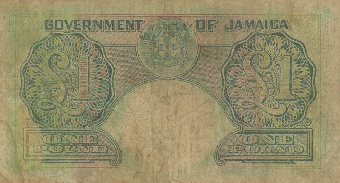 Back of Jamaica p40a: 1 Pound from 1940