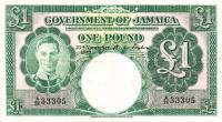 p41a from Jamaica: 1 Pound from 1942