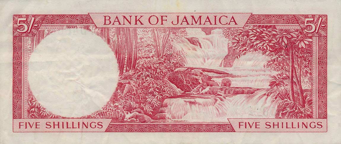 Back of Jamaica p51Aa: 5 Shillings from 1964