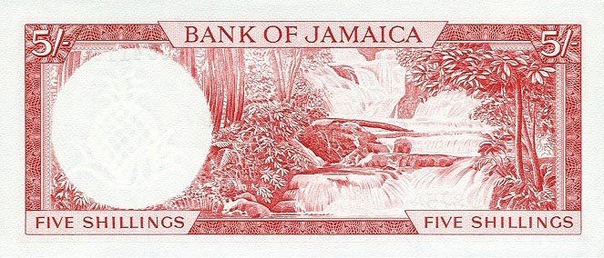 Back of Jamaica p51Ad: 5 Shillings from 1964