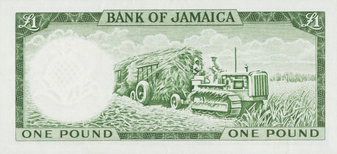 Back of Jamaica p51Cb: 1 Pound from 1964