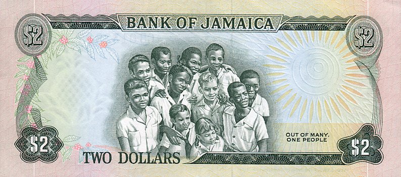 Back of Jamaica p55a: 2 Dollars from 1970