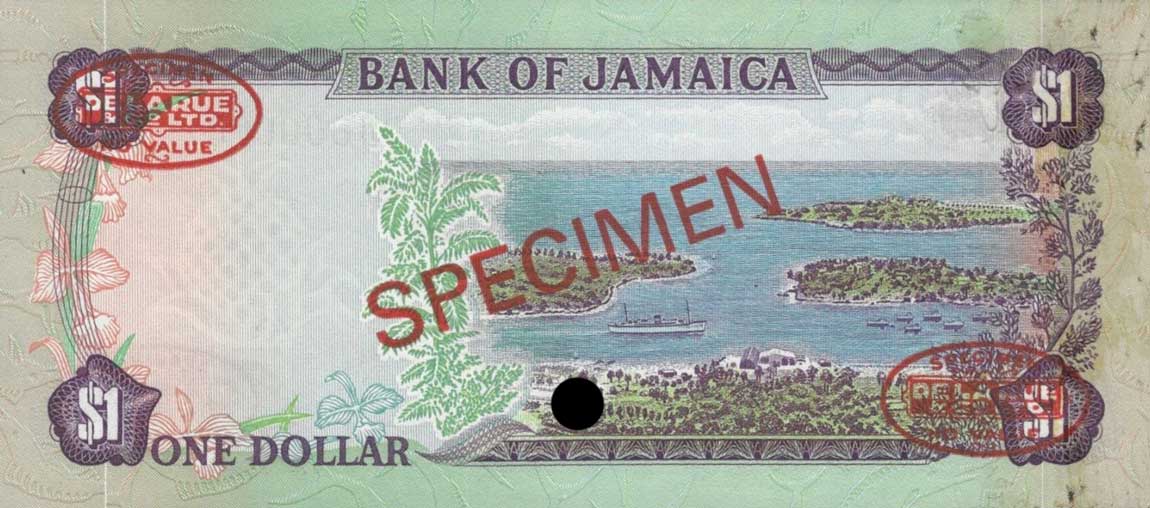 Back of Jamaica p59s: 1 Dollar from 1976