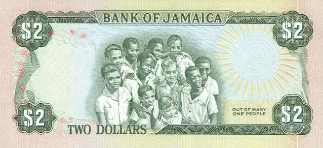 Back of Jamaica p60b: 2 Dollars from 1976