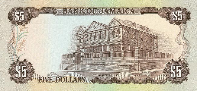 Back of Jamaica p61b: 5 Dollars from 1976