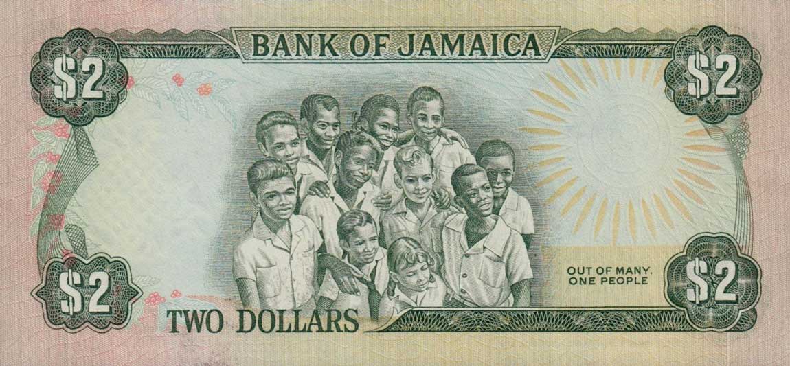 Back of Jamaica p65b: 2 Dollars from 1982