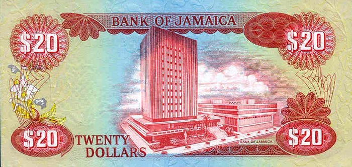 Back of Jamaica p68a: 20 Dollars from 1978