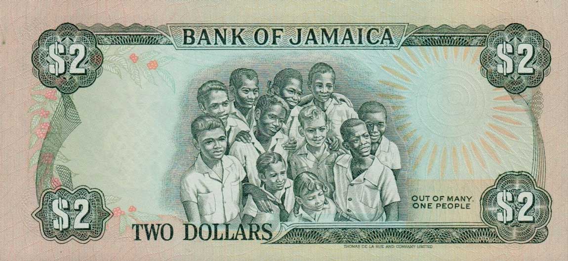 Back of Jamaica p69b: 2 Dollars from 1986