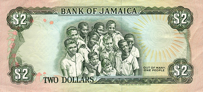 Back of Jamaica p69c: 2 Dollars from 1989