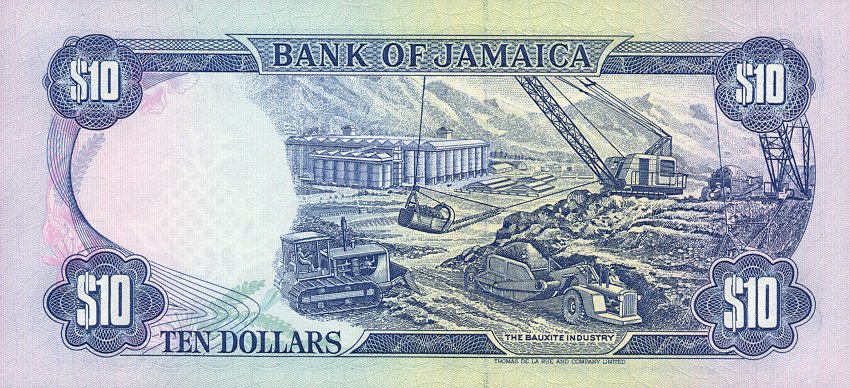 Back of Jamaica p71e: 10 Dollars from 1994