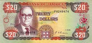 p72d from Jamaica: 20 Dollars from 1991