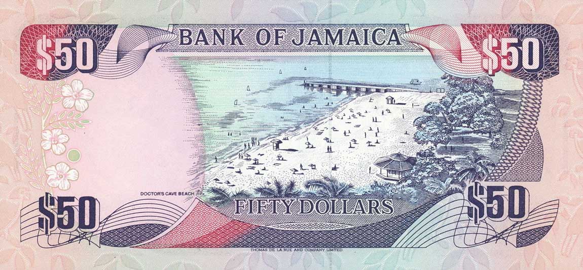 Back of Jamaica p73a: 50 Dollars from 1988