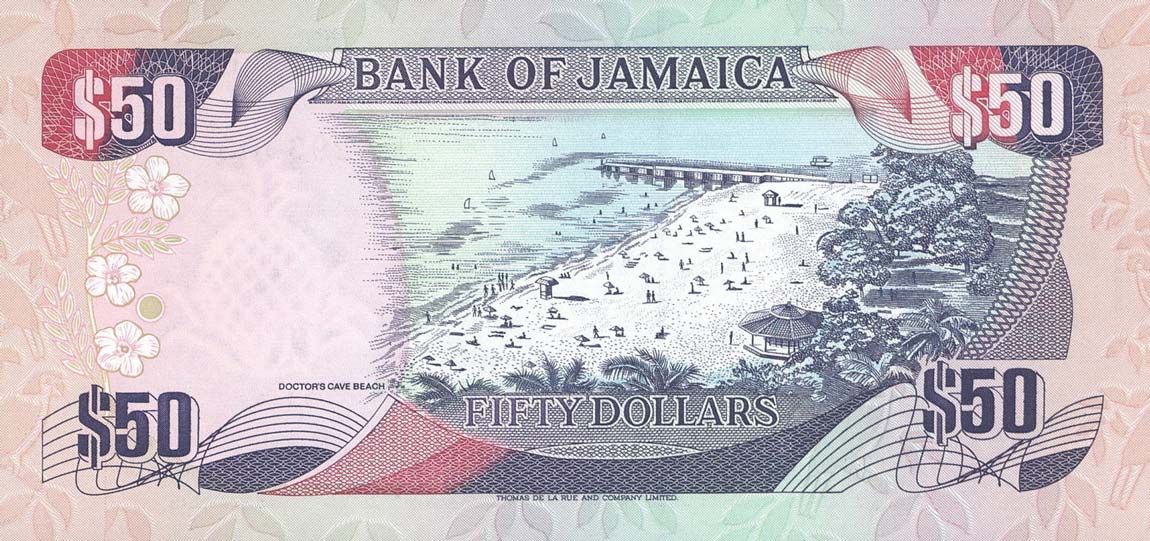 Back of Jamaica p73c: 50 Dollars from 1995