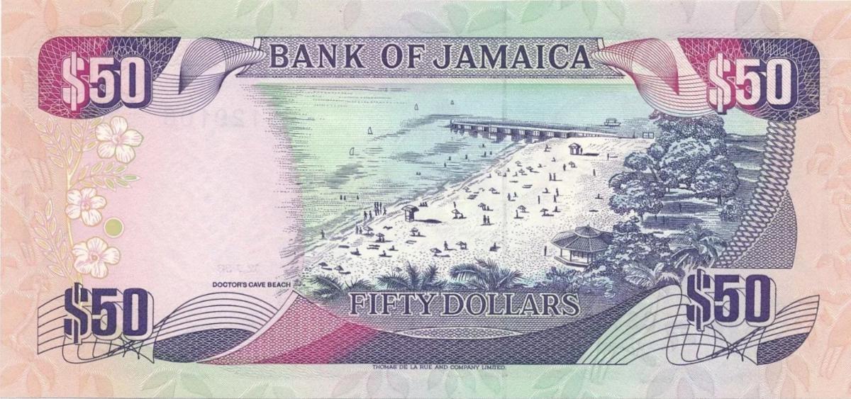 Back of Jamaica p73e: 50 Dollars from 1998