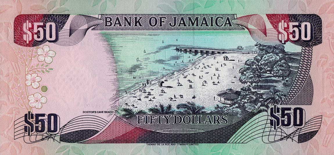 Back of Jamaica p73f: 50 Dollars from 1999