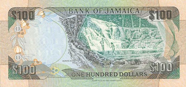Back of Jamaica p75a: 100 Dollars from 1991