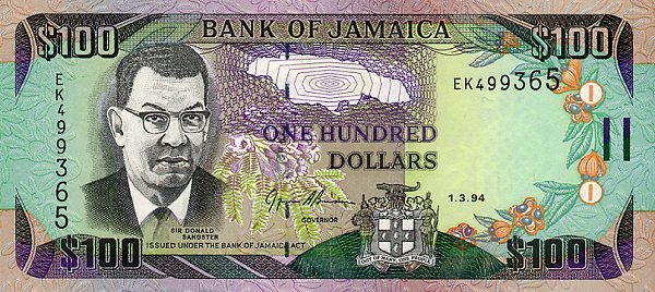 Front of Jamaica p76a: 100 Dollars from 1994