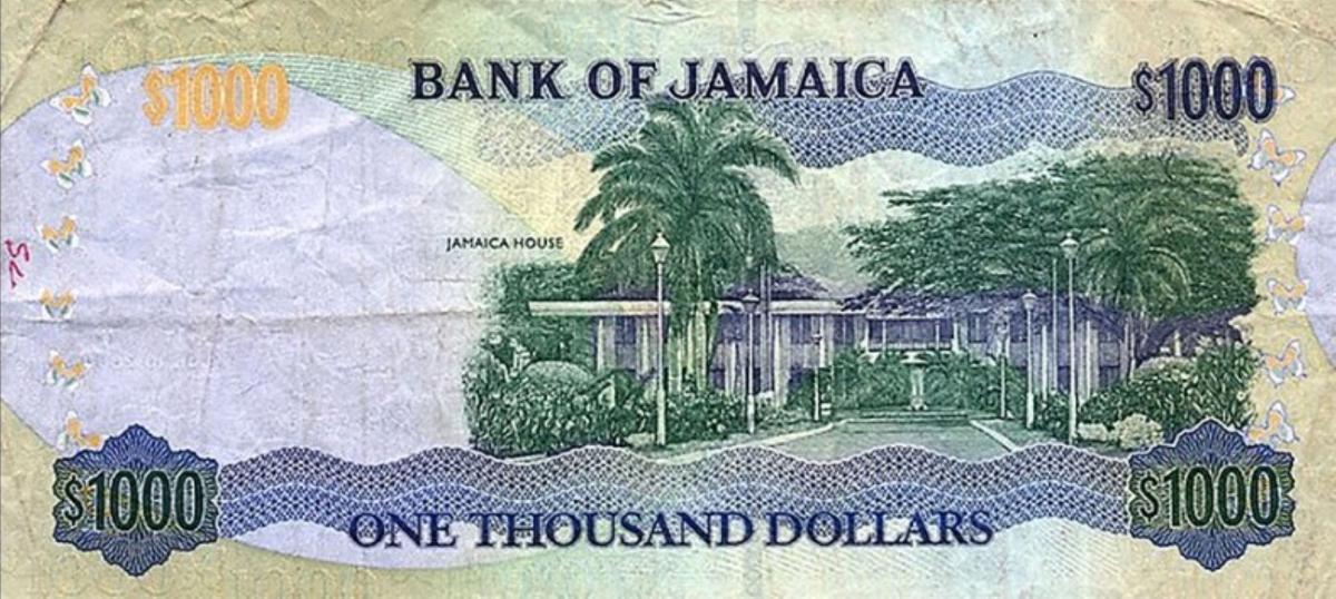 Back of Jamaica p78b: 1000 Dollars from 2000