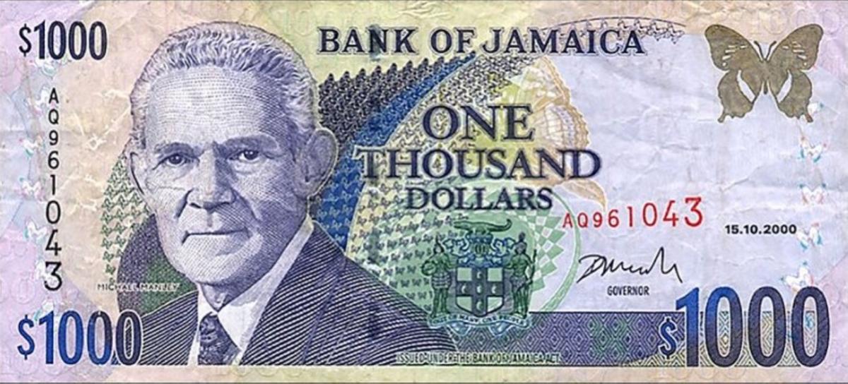 Front of Jamaica p78b: 1000 Dollars from 2000