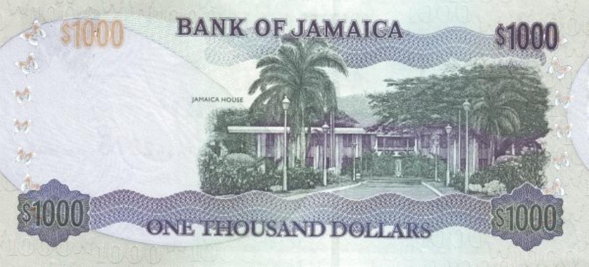 Back of Jamaica p78c: 1000 Dollars from 2001