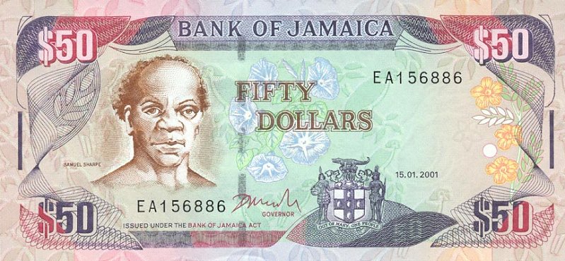 Front of Jamaica p79a: 50 Dollars from 2000