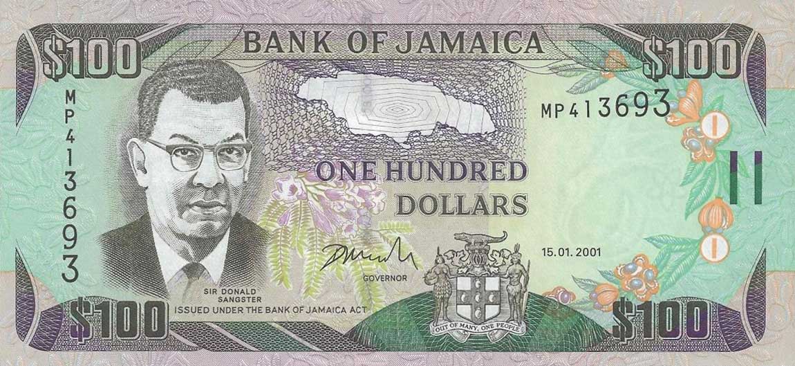 Front of Jamaica p80a: 100 Dollars from 2001