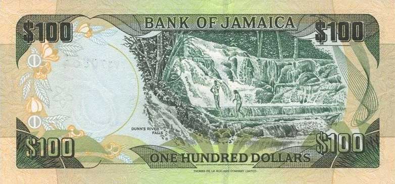 Back of Jamaica p80d: 100 Dollars from 2004